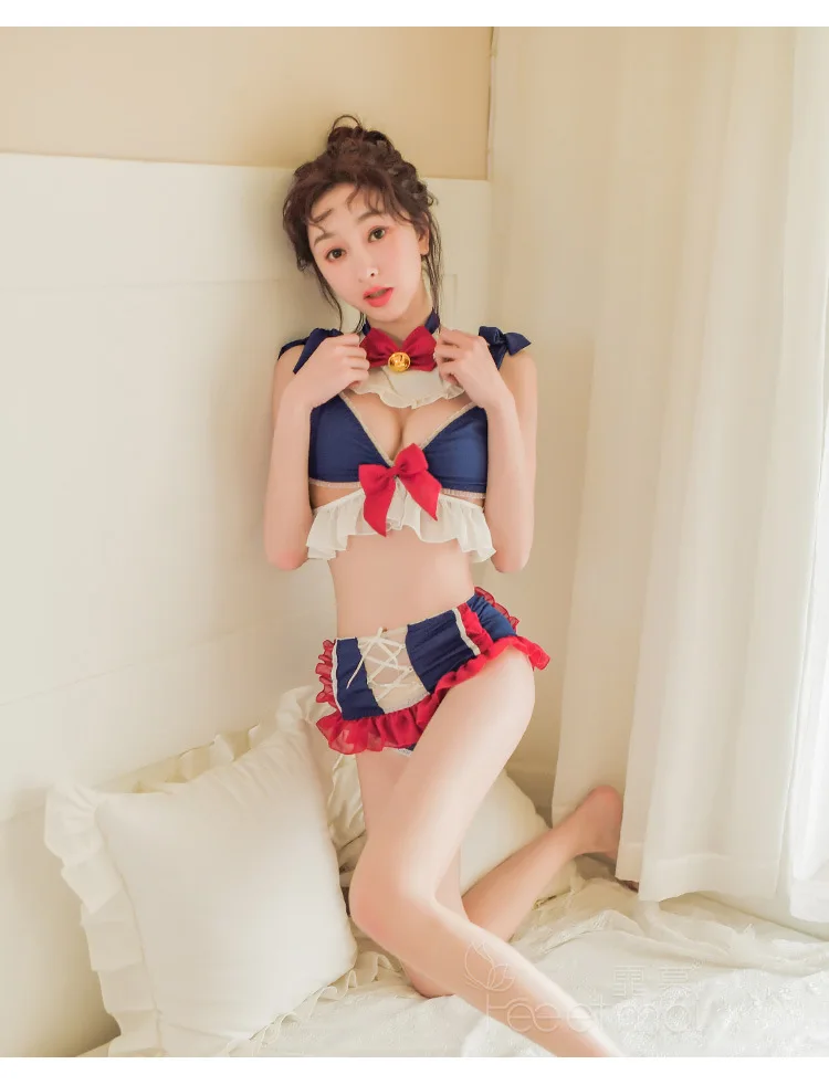 Сексуальная Косплей каваи белье Ropa сексуальный Para El Sexo Костюм Униформа Студенческие костюмы принцесса Бант костюм сексуальное нижнее белье юбка