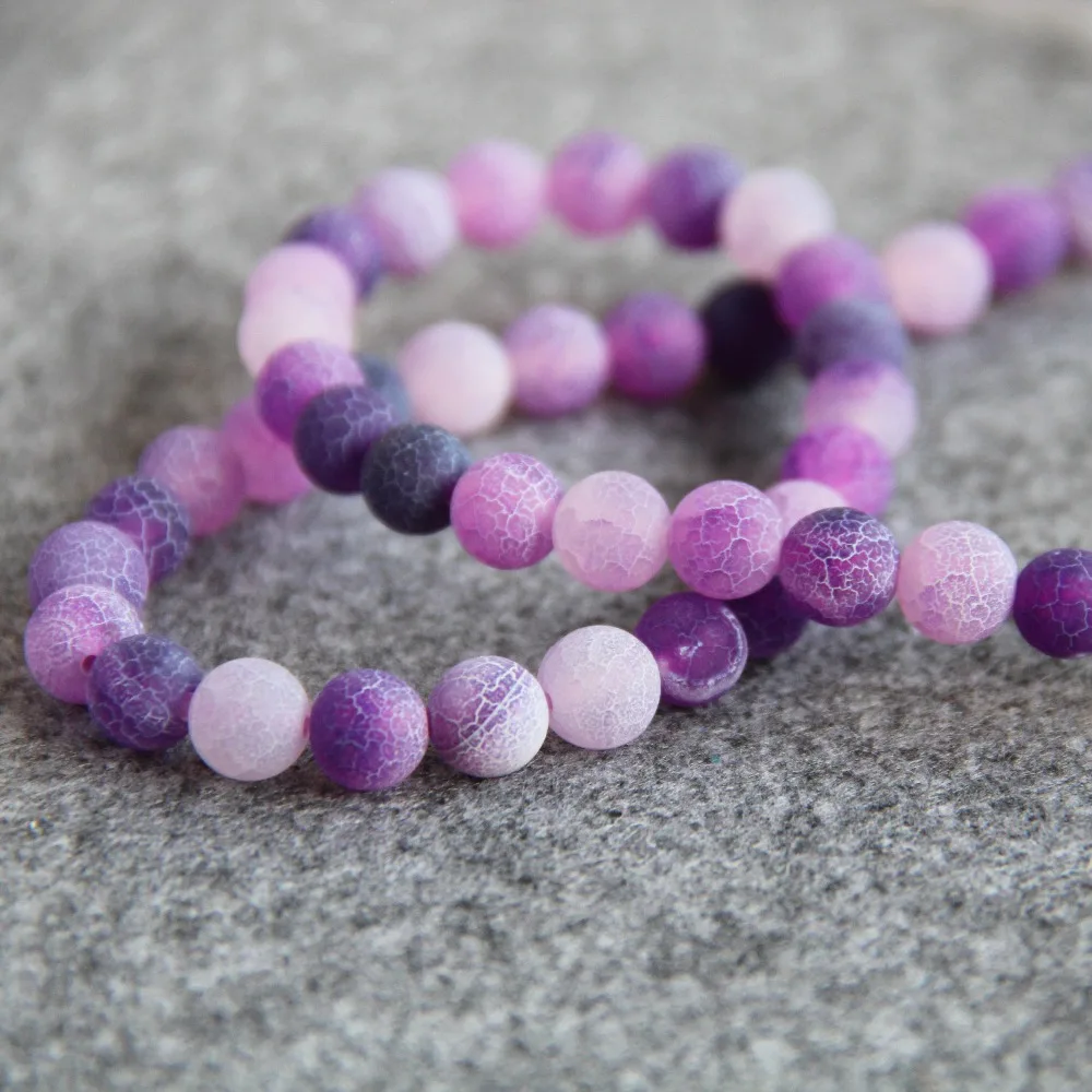 Хит продаж новинка для ожерелий 8 мм в полоску фиолетовый натуральный матовый