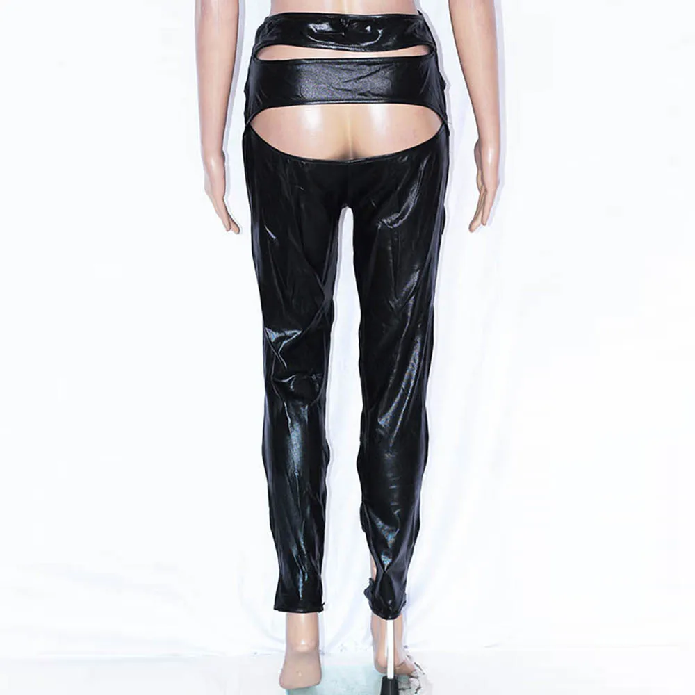Wetlook/кожаные леггинсы; экзотические брюки; леггинсы в стиле панк-рок; леггинсы из искусственной кожи; Клубная одежда для ночных клубов