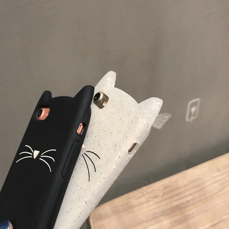 Cat Ears Cartoon Case for iPhone XR Xs MAX X Cover Half Wrapped Girl Style Soft Silicone For 7 8 Plus 6 6s Cases Fashion |