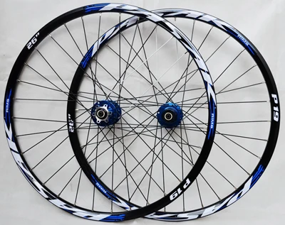 26 blue hub blue 2" 29" 27," 32 отверстия дисковый тормоз колеса для горного велосипеда шесть отверстий Центральный замок колеса горного велосипеда передние 2 задние 4 герметичные подшипники - Цвет: 26 blue hub blue