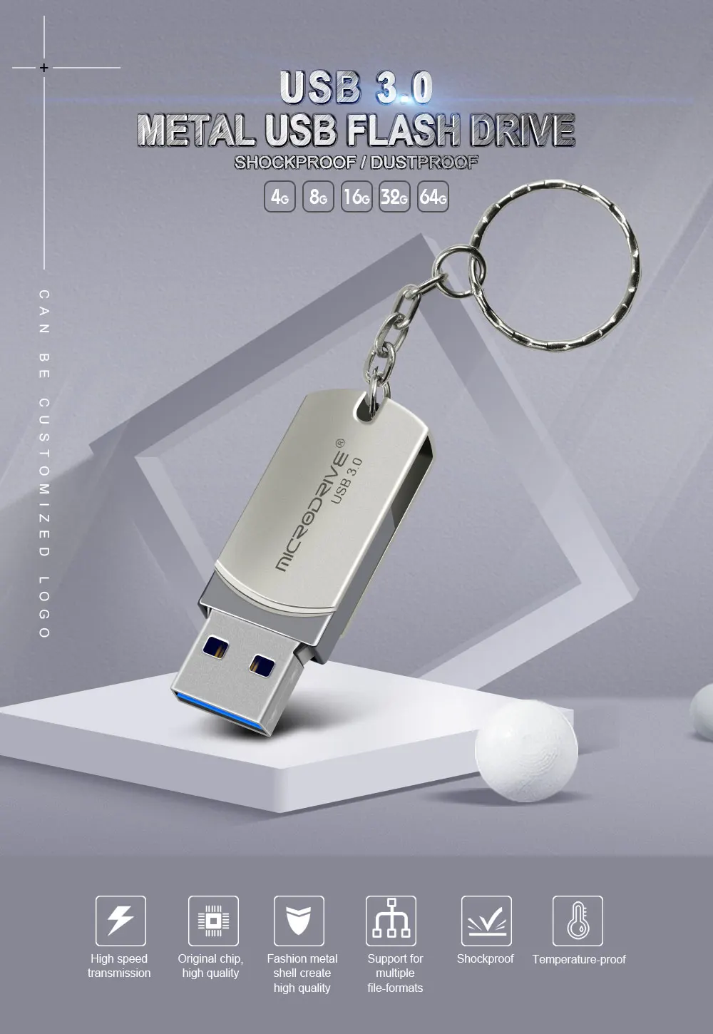 USB 3,0 Металлический флеш-накопитель 32 Гб 64 Гб 128 ГБ вращающийся флеш-накопитель Водонепроницаемая usb ручка 16 Гб высокоскоростная USB3.0 карта памяти