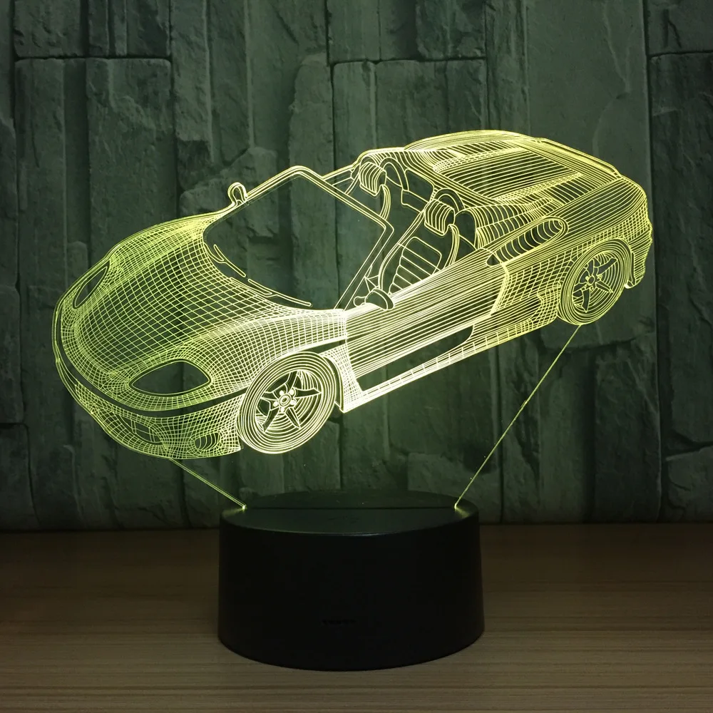 Роскошный супер спортивный автомобиль 7 цветов лампа 3d визуальные Светодиодные