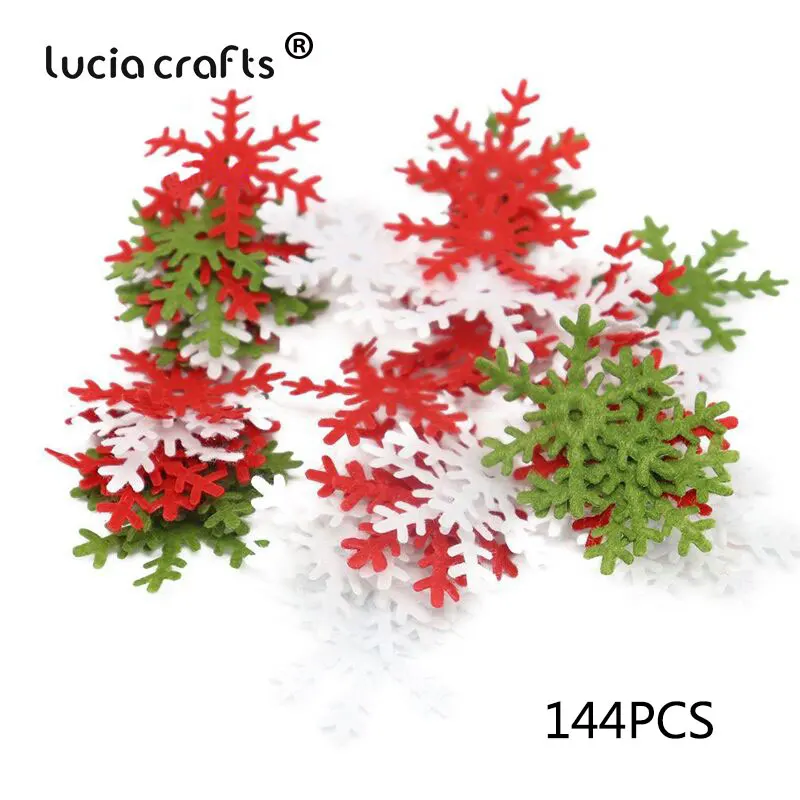 Lucia crafts 48 шт/144 шт 3 см Снежинка подвесная Рождественская елка/окно DIY украшения Ассорти нетканый мотив Войлок B1301 - Цвет: red  144pcs