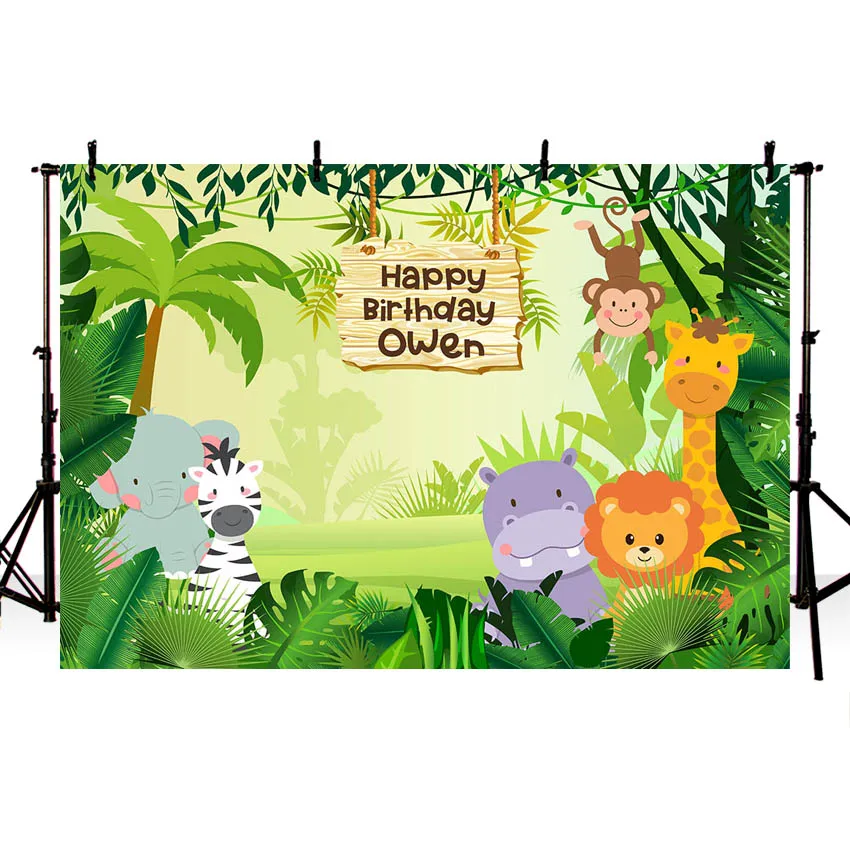 

Джунгли для вечеринки в стиле сафари фото фон животные лес фотография Фон ребенок с днем рождения тема баннер для украшения вечеринки