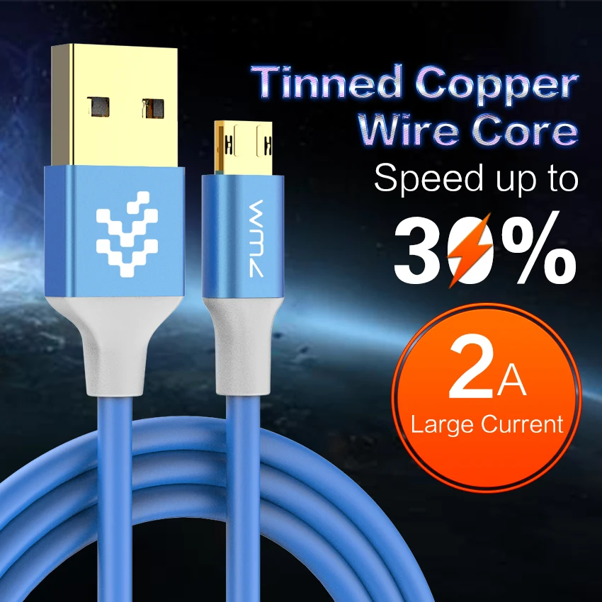 WMZ Реверсивный кабель Micro USB для быстрой зарядки кабели передачи данных 2 м 1