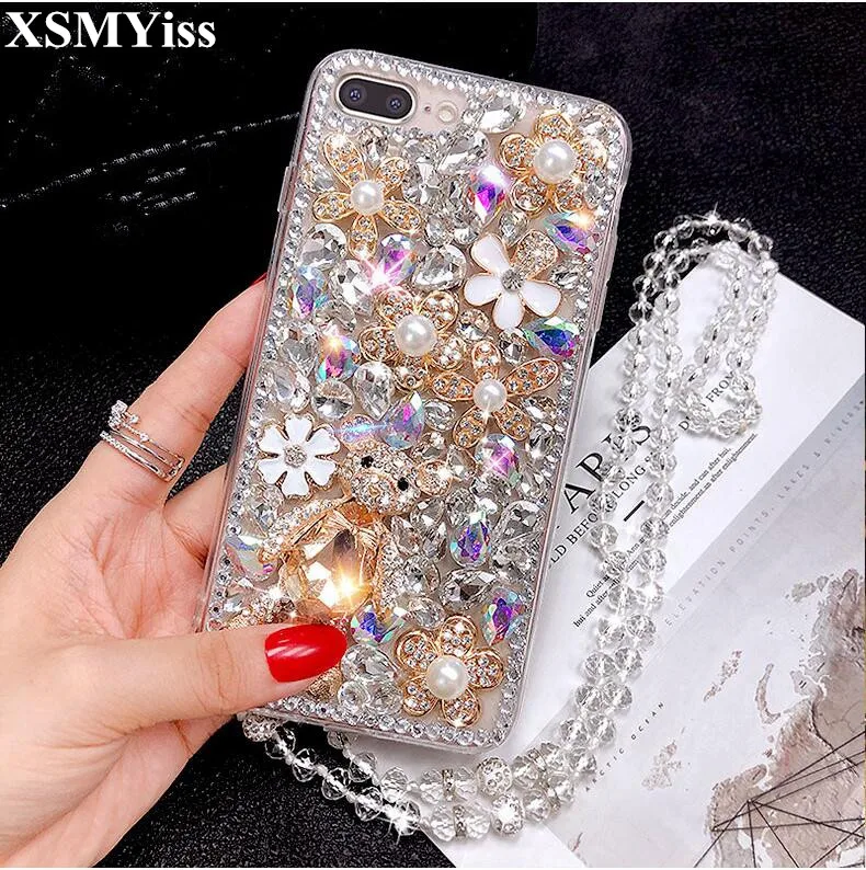 DIY Роскошный чехол для телефона с блестящими стразами и кристаллами медведем Huawei