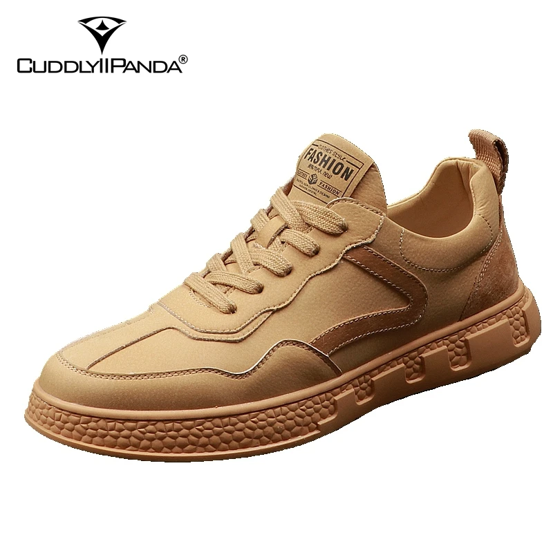 

CuddlyIIPanda Brand Men Fashion Shoes Spring Summer Leather Retro Breathable Men Sneakers Round Toe Casual Leisure Walking Shoes