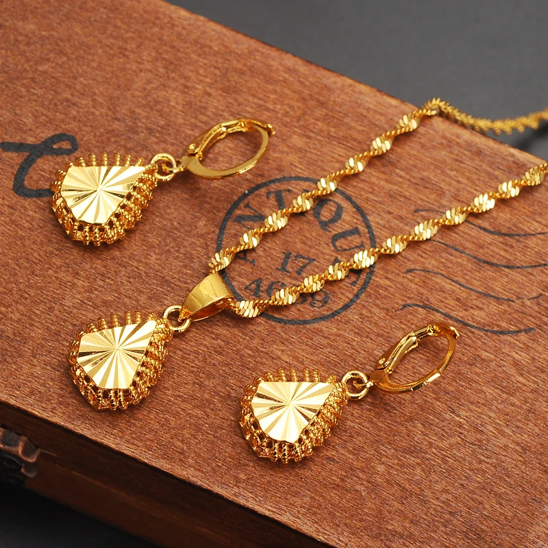 Комплект из колье и серёг под золото 14 к|wedding set|set necklaceset necklace earring |