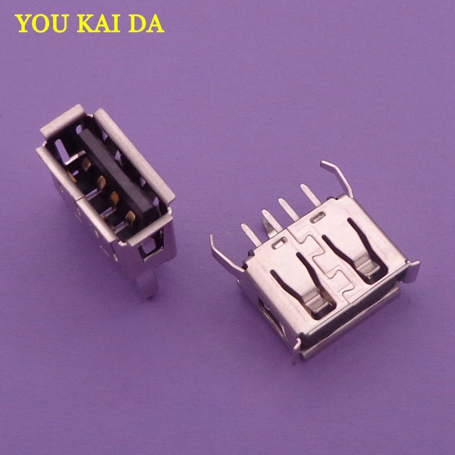 10 шт. тип A плоский угол(180 градусов) Женский USB PCB разъем, USB разъем 3 ноги+ 4 pin запасные части для замены