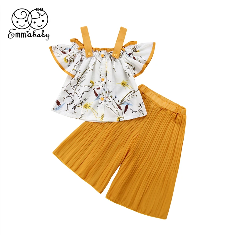 Emmababy детская одежда для малышки со спущенными плечами футболка с широкими