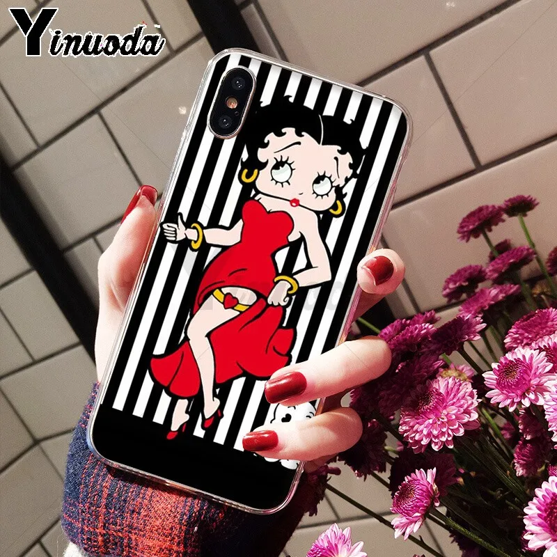 Мягкий чехол Yinuoda Betty boop для iPhone 5 5Sx 6 7 7plus 8 8Plus X XS MAX XR|Чехлы-накладки| |
