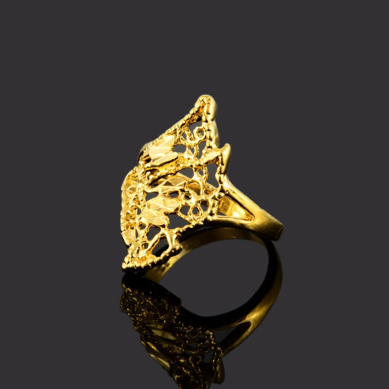 2017 Fashion Design Lotus Shaped Vacuum Yellow Gold Color Rings Anillo Wrap For Women And Girls Unique Bague Jewelry | Украшения и