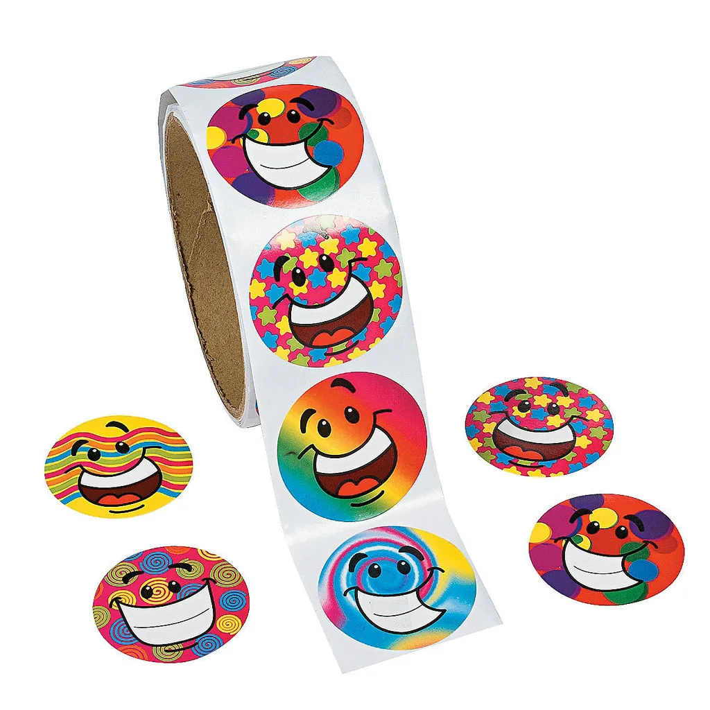 

200 шт., яркие наклейки с надписью «happy face»