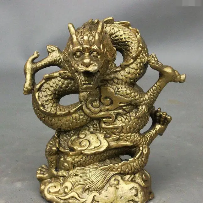 Миф Китай Фэн Шуй Медь Латунь Успех Зодиака Злой Дракон Бог Статуя Скульптура|statue