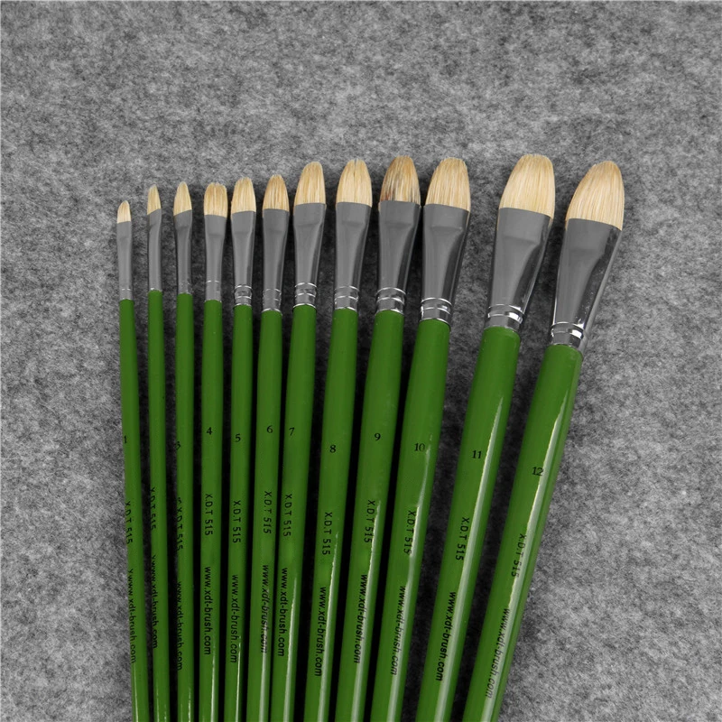 6pcs/Set, Different sizes pig bristle artist oil painting brushes duck Tongue brush Set Drawing Art Supplies Watercolor Gouache