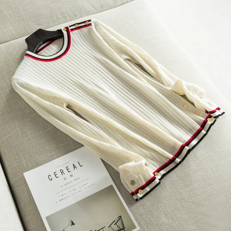 New winter women's clothing European and American high-end boutique All wool color stripe edge knitting coat | Женская одежда
