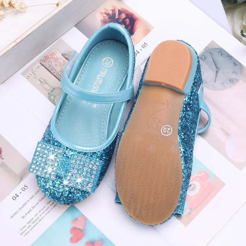 Летние новые туфли для девочек детские модные с пряжкой и стразами на высоком