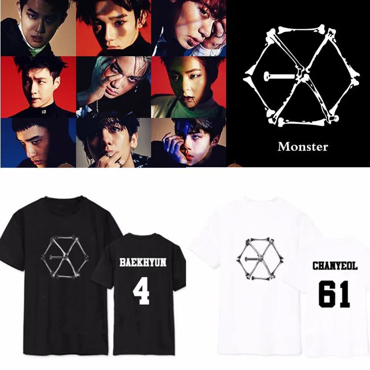 Альбом KPOP exo ex'act футболка с короткими рукавами и принтом надписью monster member