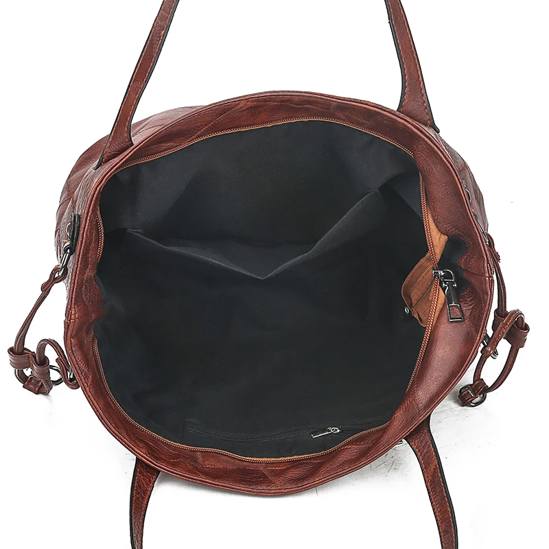 Винтажная женская большая емкость сумки на плечо 2 комплекта кожаная сумка тоут