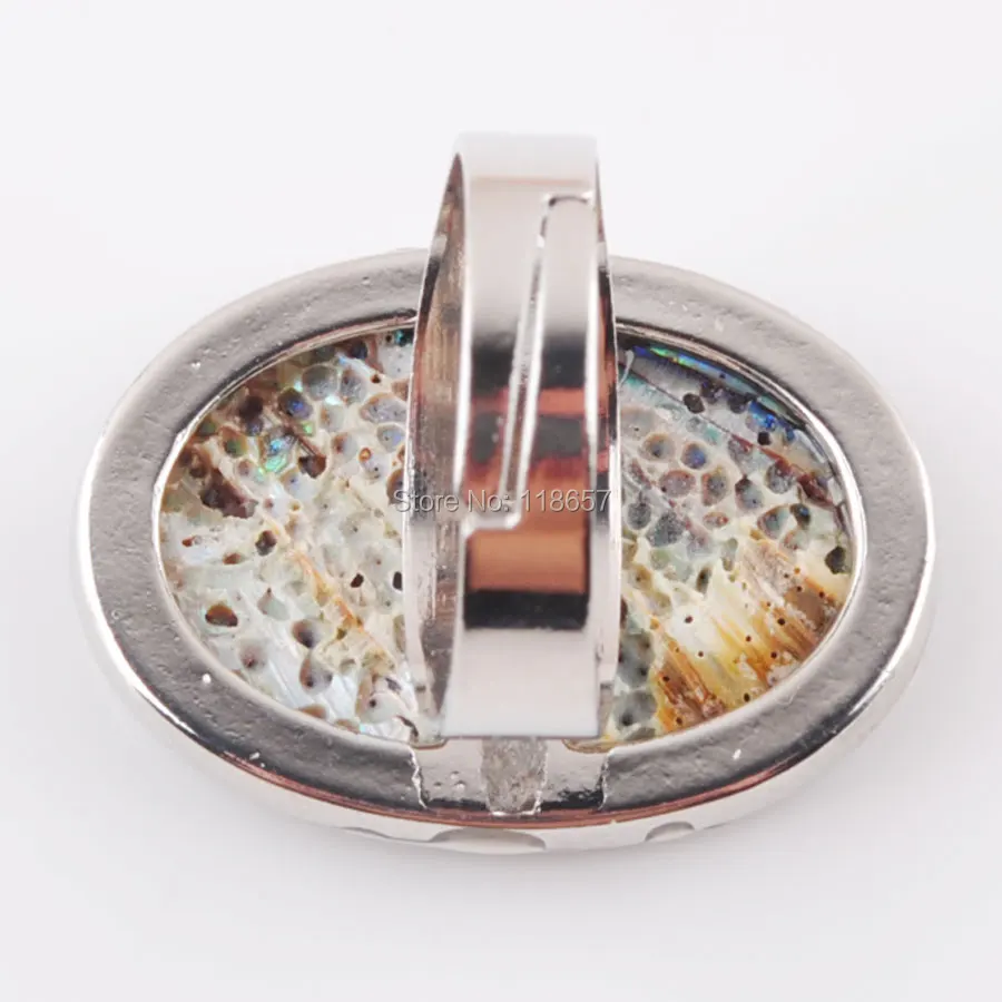 Регулируемое кольцо на палец Новой Зеландии натуральный Абалон ракушка овальные