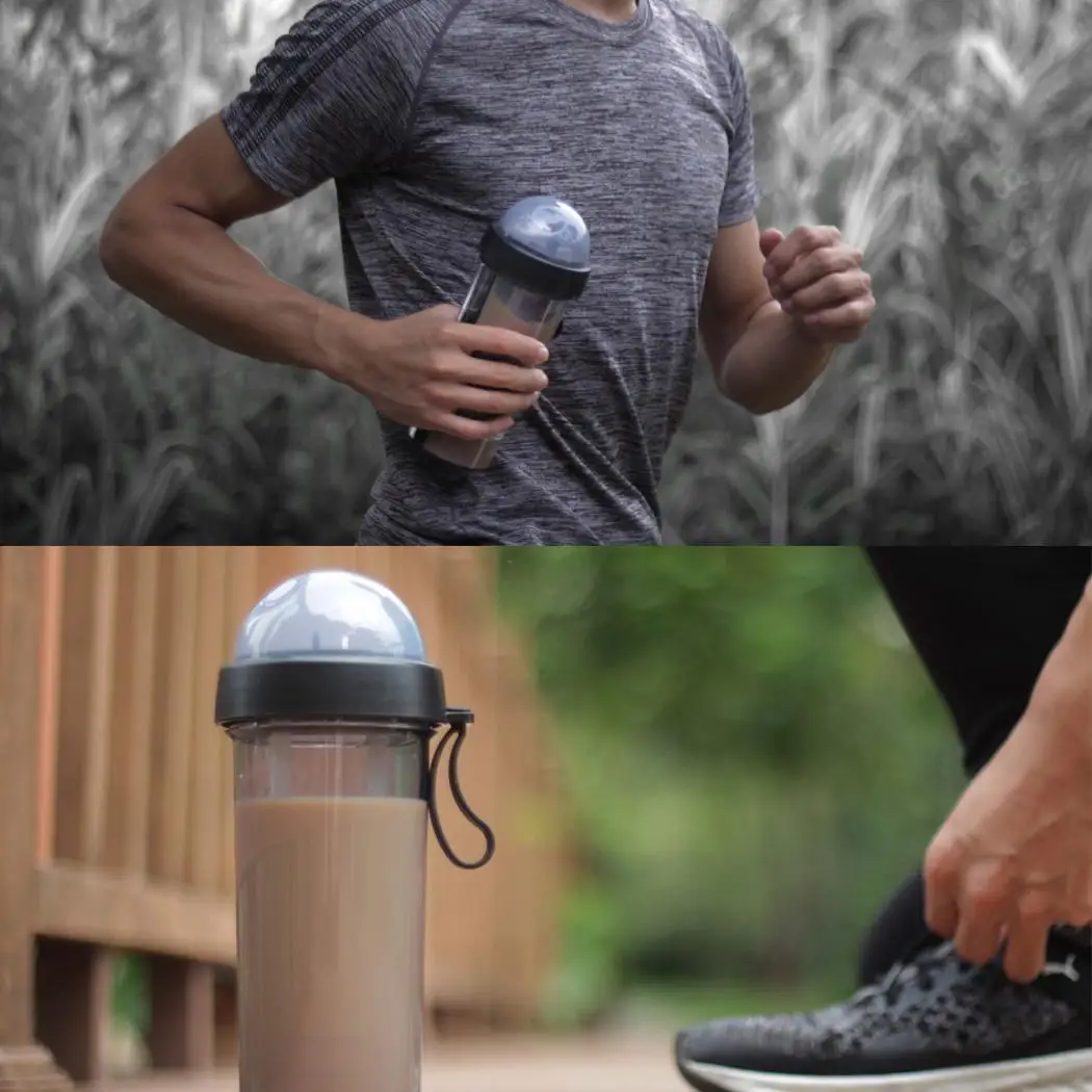 Double Separate Straw Water Bottles Creative 600ML Portable Outdoor Lightweight Cup Casual | Дом и сад