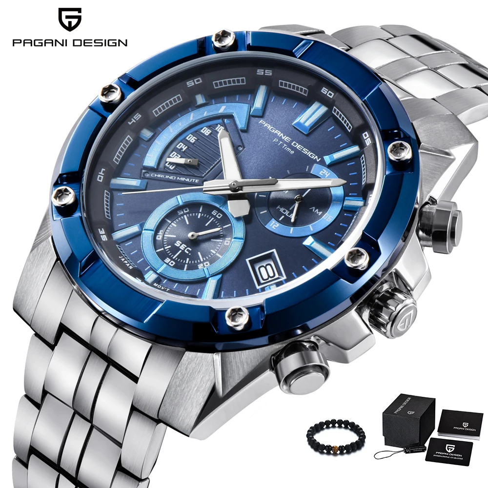PAGANI дизайнерские брендовые Роскошные мужские часы с большим циферблатом синие