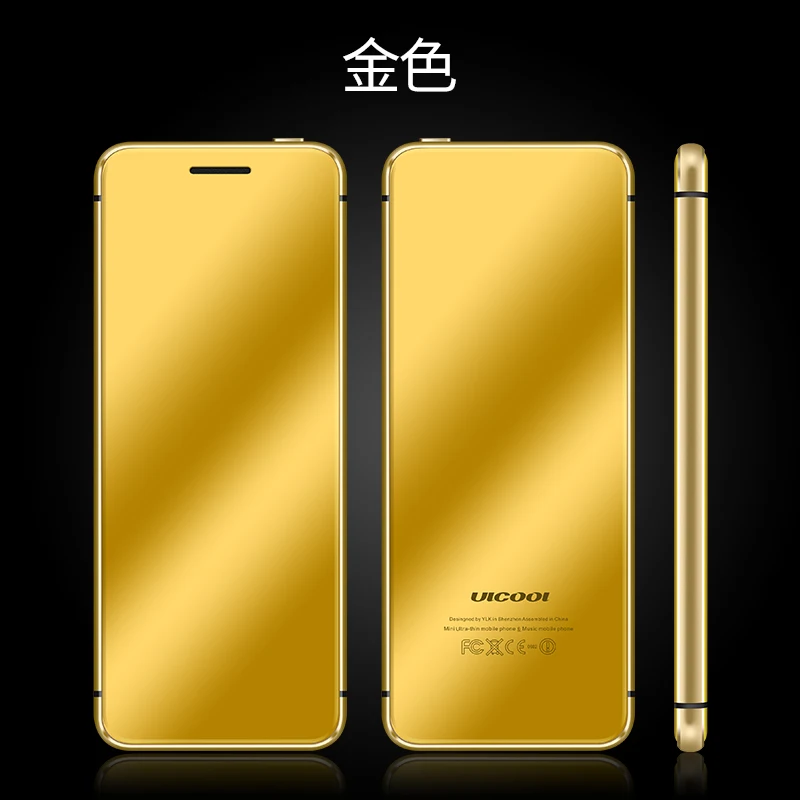 Gold Роскошный мини-мобильный телефон Ulcool V66A, анти-потеря, две sim-карты, ультратонкий металлический корпус, Bluetooth, мобильный телефон - Цвет: Gold