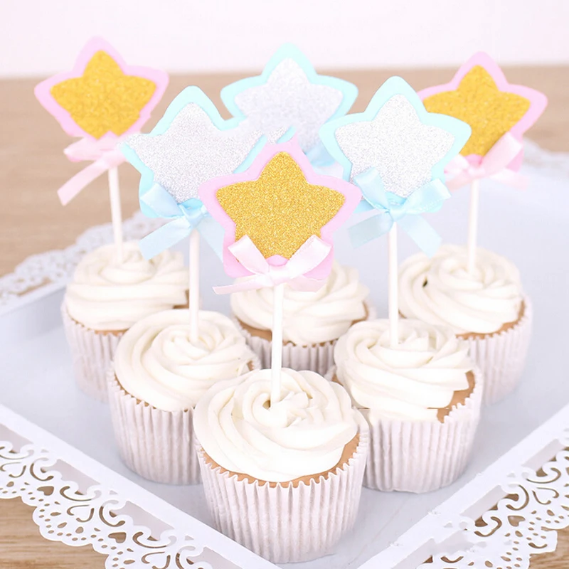 Сверкающая Звезда галстук бабочка торт кекс Топ флаг с днем рождения пол