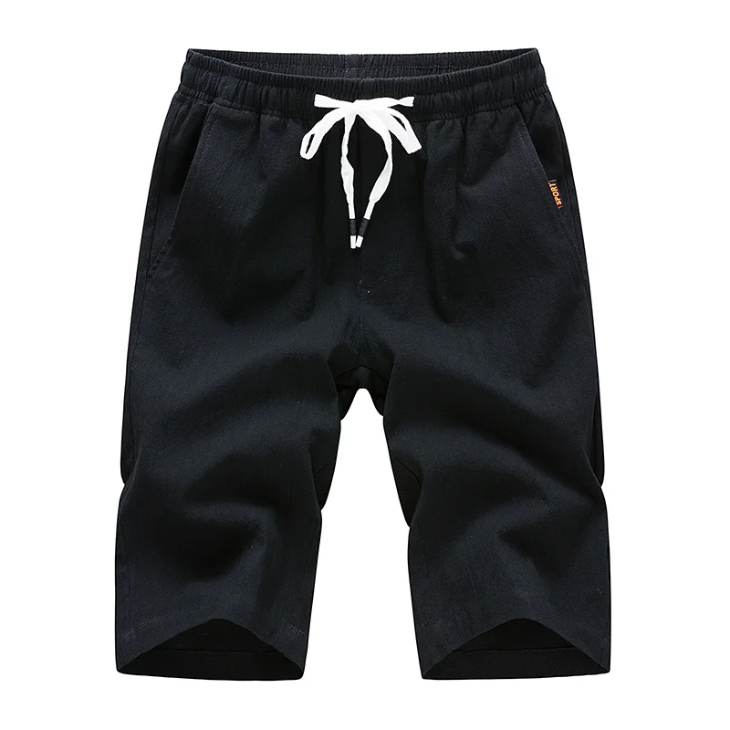 

2018 summer shorts men Large size men's beach shorts cotton and linen solid color casual shorts