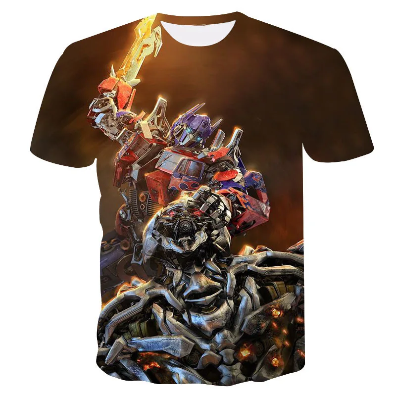 Летняя Новинка футболка с 3d принтом трансформеров Мужская одежда повседневная