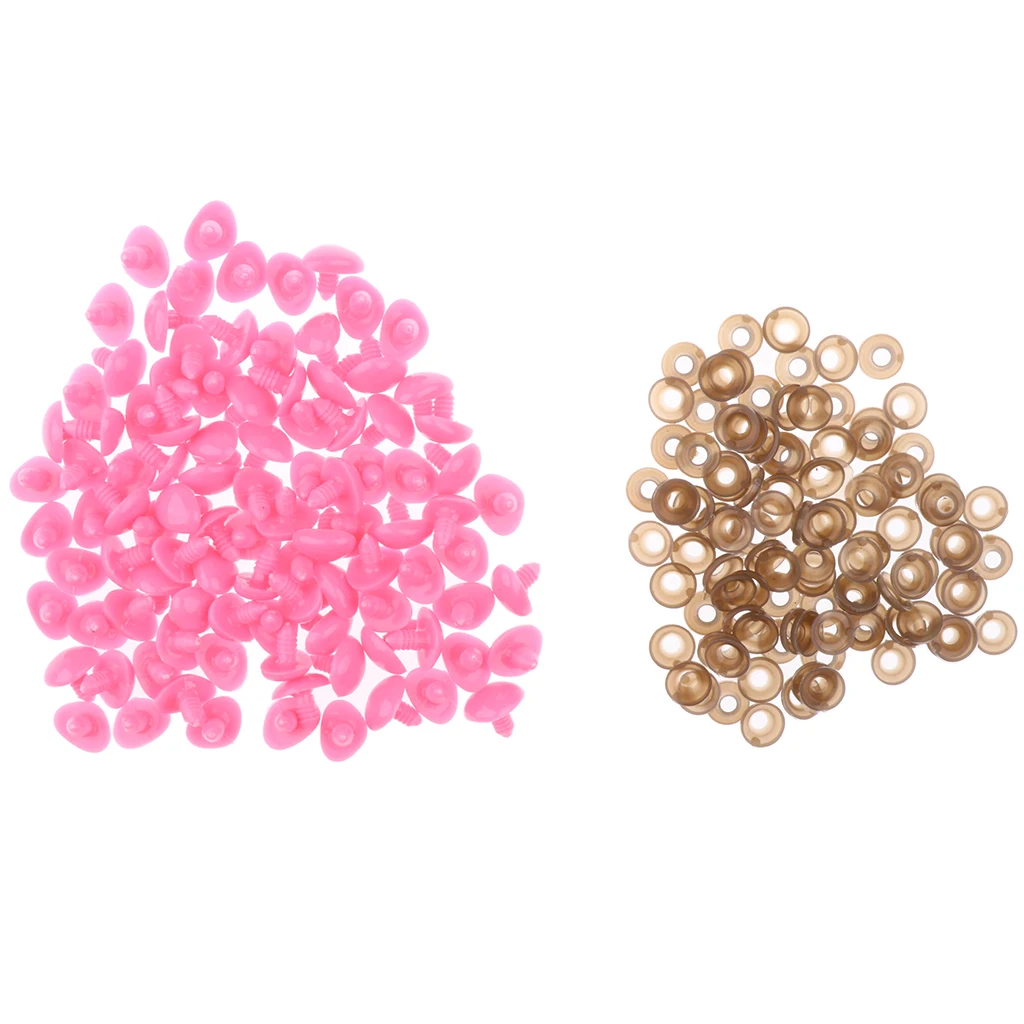 Pink 100 шт., акриловые треугольные носы для кукол, игрушки для медведя, игрушки для рукоделия, для изготовления животных, безопасный носик для носа, аксессуары для игрушек - Цвет: Pink