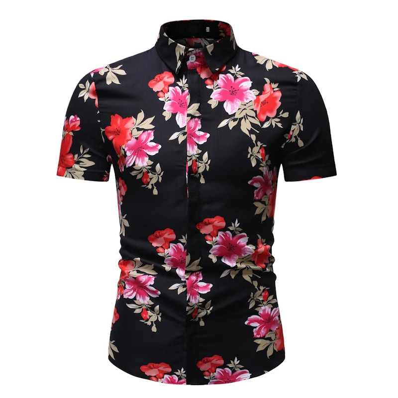 Beach Hawaiian Shirt 2019 Men's Brand Short Sleeve Large Size Floral Summer Casual Holiday Vacation Flower | Мужская одежда