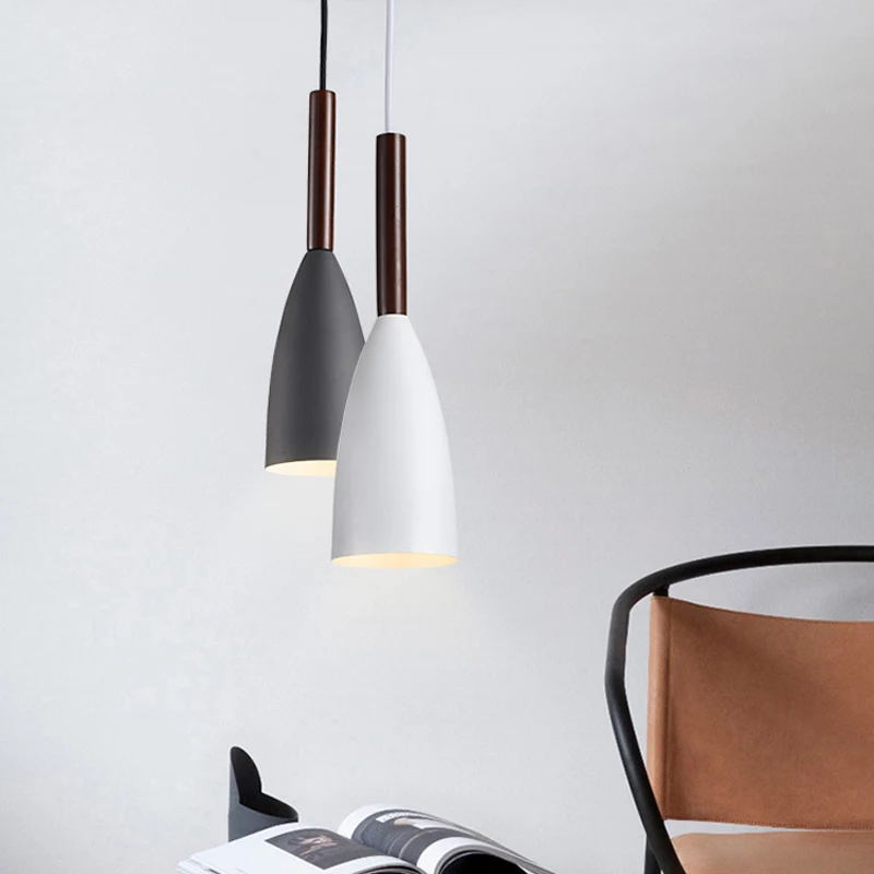Современный минималистичный подвесной светильник E27 лампа из дерева и алюминия