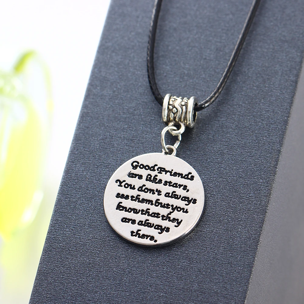 Creative Charm Jewelry Good Friends Are Like Star Pendant Necklace Leather Rope Women Gifts Friendship Forever Fashion | Украшения и