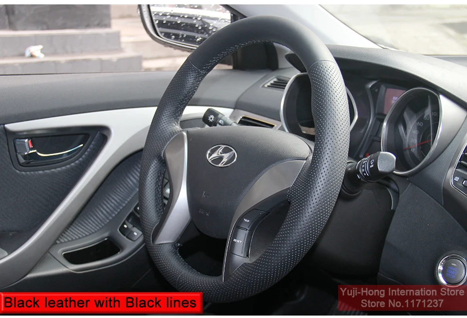 Yuji-Hong чехлы на руль из искусственной кожи для HYUNDAI Elantra 5 Avante i30 2013- черный чехол