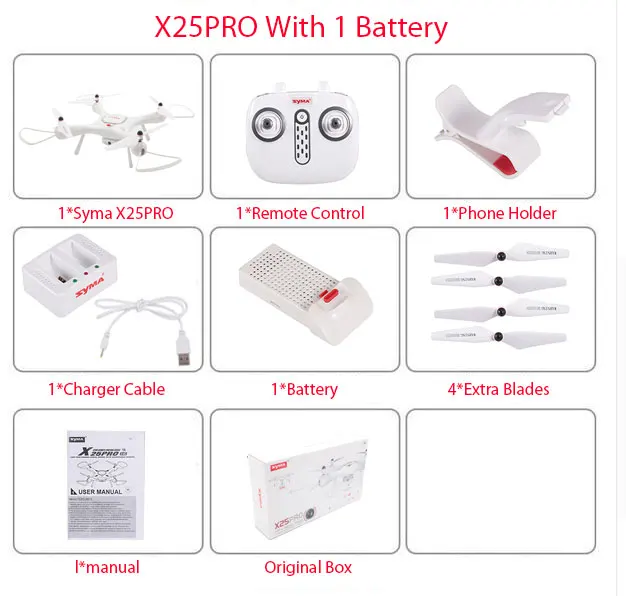 Дрон SYMA X25PRO Wifi FPV Регулируемый 720P RC Дрон с камерой Квадрокоптер RTF gps положение удержание высоты RC Дрон vs SG900 XS812 - Цвет: syma x25pro 1Battery