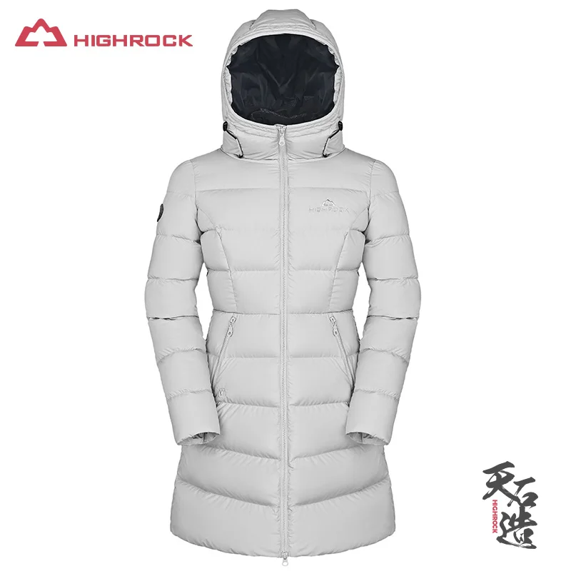 HIGHROCK 700FP 90% гусиный пух куртки женские с капюшоном длинные пальто Спорт на открытом воздухе