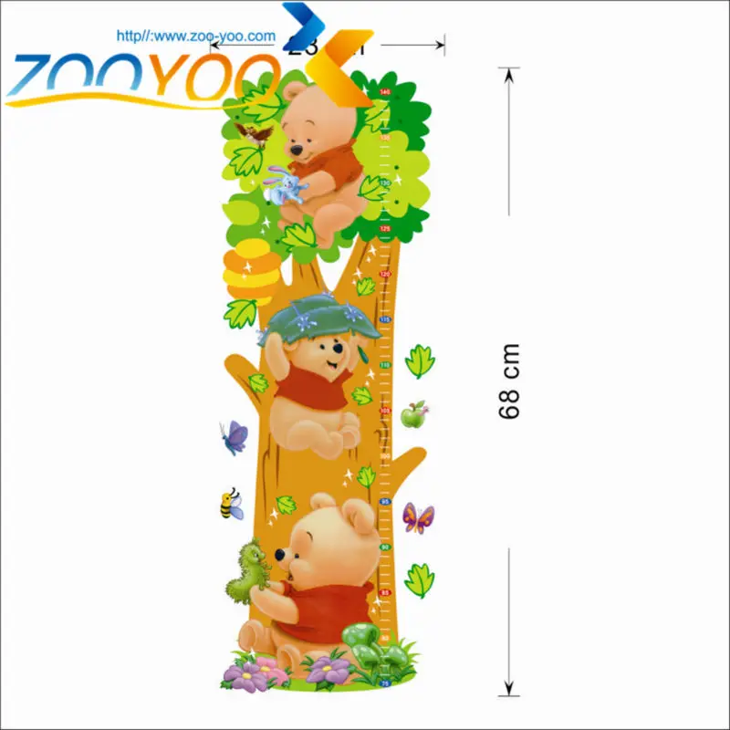 Настенные Стикеры с рисунком деревьев и медведей измеритель высоты детской