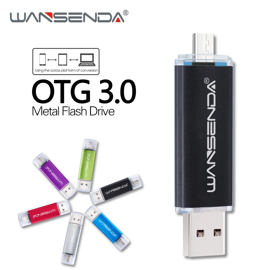 WANSENDA 2 в 1 128 Гб 64 ГБ 32 16 usb носитель 3 0 OTG 256 флеш накопитель высокоскоростной USB
