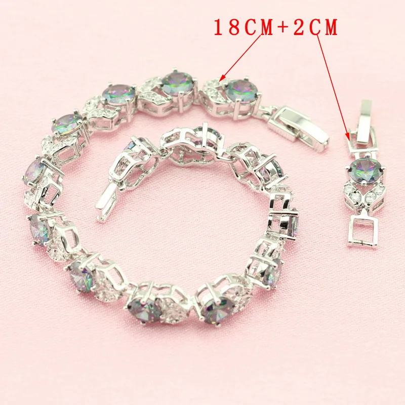 ЭШЛИ Радуга Камень Многоцветный Посеребренная Ювелирные Наборы Для Женщин