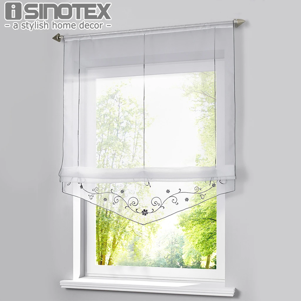 Римская занавеска с цветочным принтом прозрачная оконная для кухни гостиной