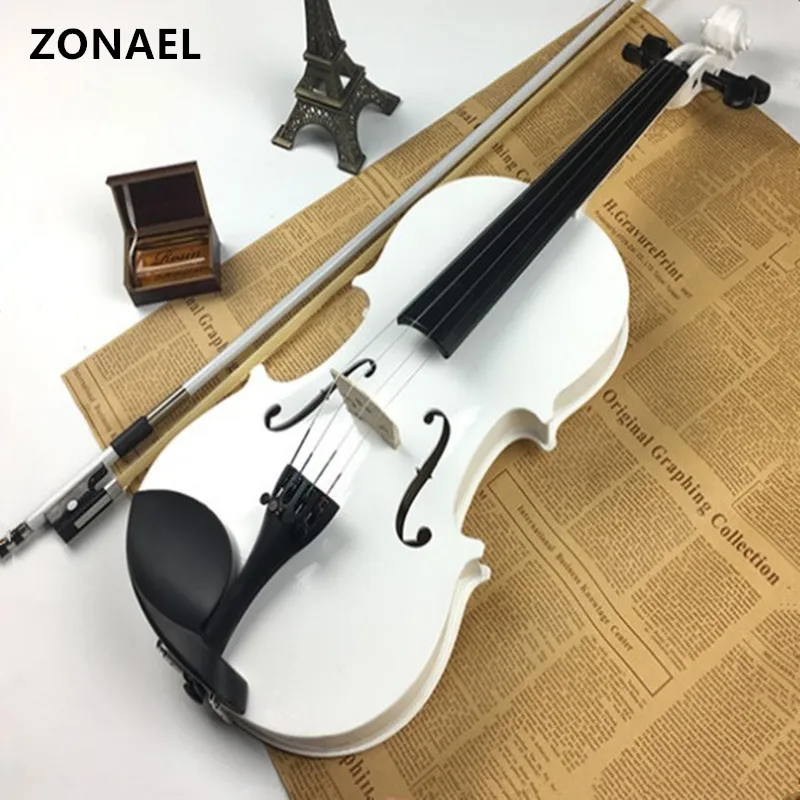 ZONAEL 4/4 скрипки белая Скрипка 4 струнный инструмент липа твердый деревянный