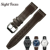 20mm 21mm brown calfskin leather watch band for iwc pilot mark xviii spitfire prince watch strap iw327004 iw377714 belt bracelet