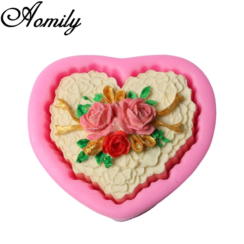 Силиконовая форма Aomily 3D в виде сердца розы цветов | Дом и сад