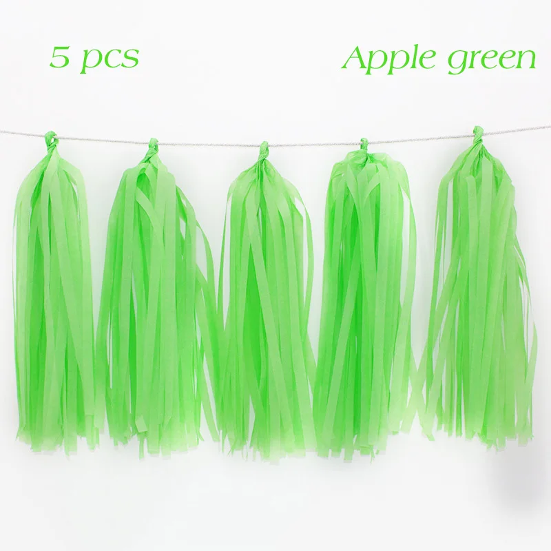 Apple Green 5 шт., свадебные украшения, ткань для изготовления гирлянд, бумажные кисточки, девичник, вечеринка, день рождения, детский душ, украшения, Свадебный декор - Цвет: Apple Green