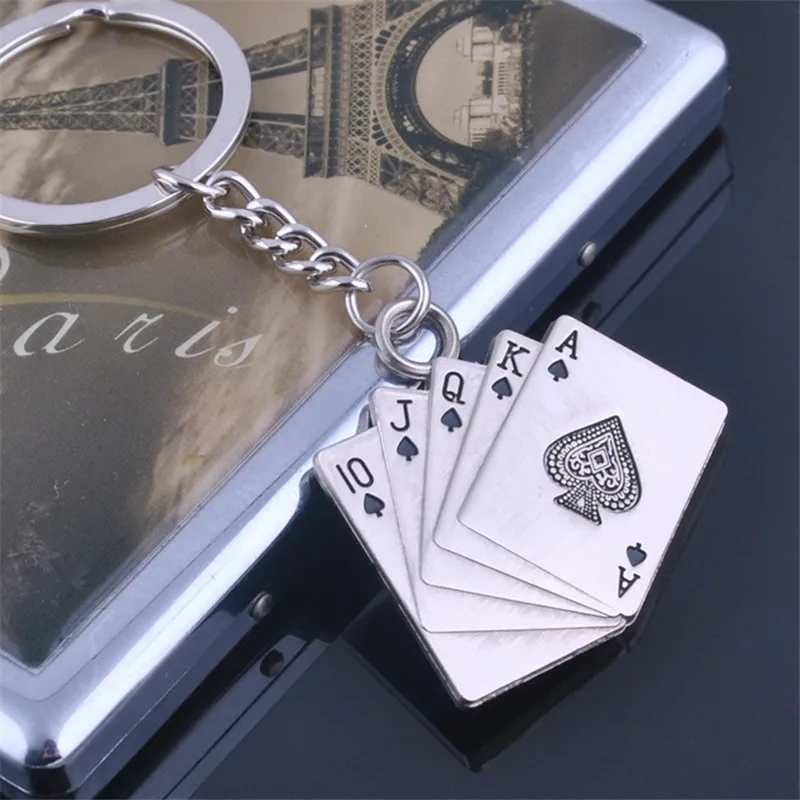Mamojko Cute Poker Alloy Key Chain Fashion Creative Car Key Ring For Women Men Gifts HandBag Pendant Key Holder Ornament images - 6