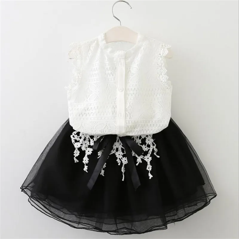 Платье для девочек 2018 Повседневное Летняя стильная одежда белая кружевная
