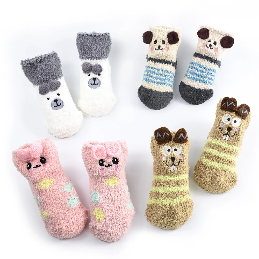 4 Pack baby children носки с милыми животными нескользящие для младенцев Дети Девочки