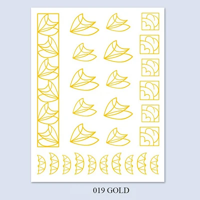 19gold 3D Nail Art Sticker Gold Silver Circle Nail Stickers Hollow Geometry Line Adhesive Slider Sticker Star Moon Decals Z0158 - Цвет: 19gold